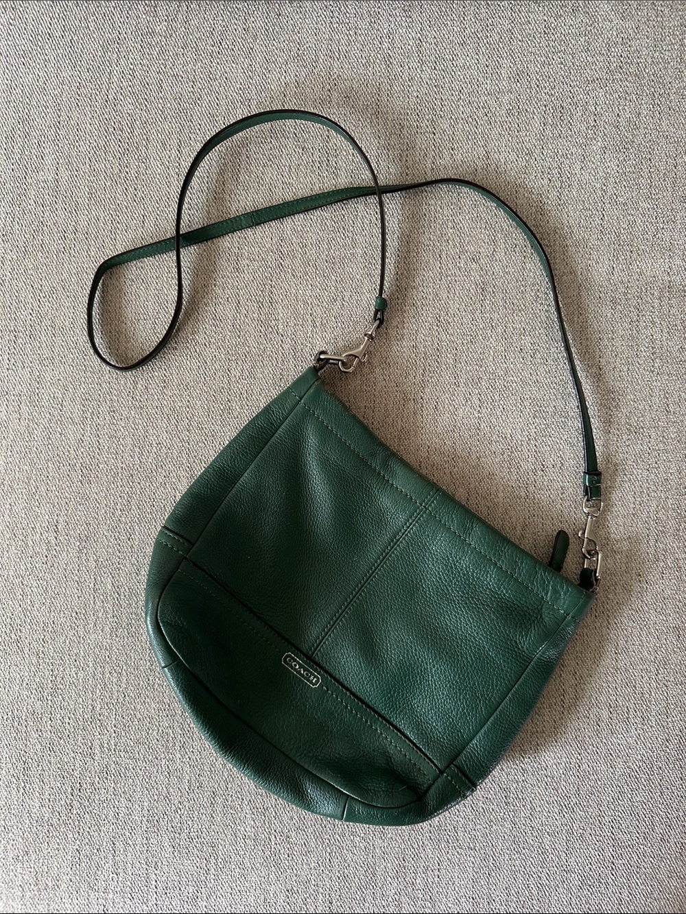 Coach Park Pine Green Pebbled Leather Crossbody Bag